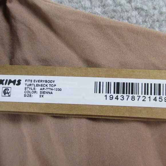 SKIMS Fits Everybody Turtleneck Top Womens 2X Sienna Tan Long Sleeve Stretch NWT - Picture 8 of 9